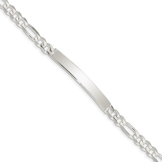 Sterling Silver Figaro Link ID Bracelet 8 inches