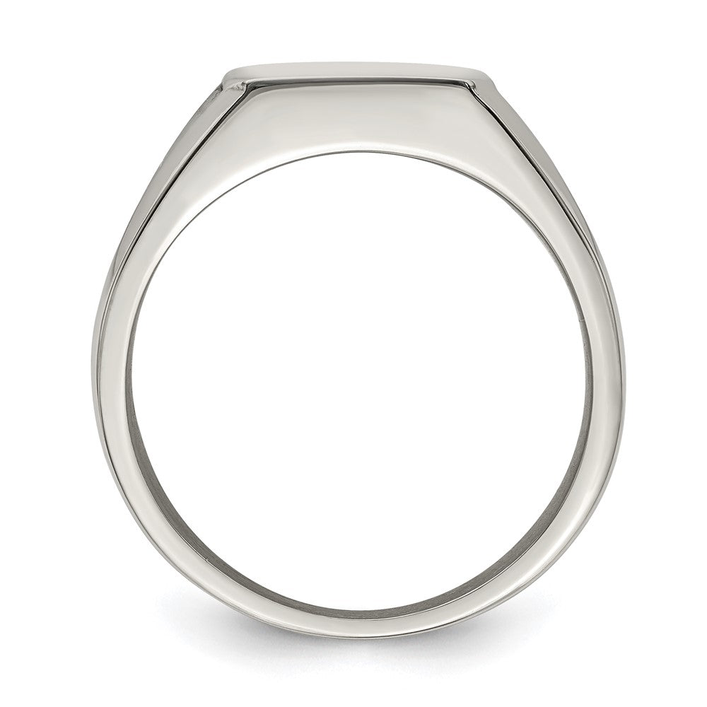 Stainless Steel Polished with Black Enamel Signet Ring Size - 10