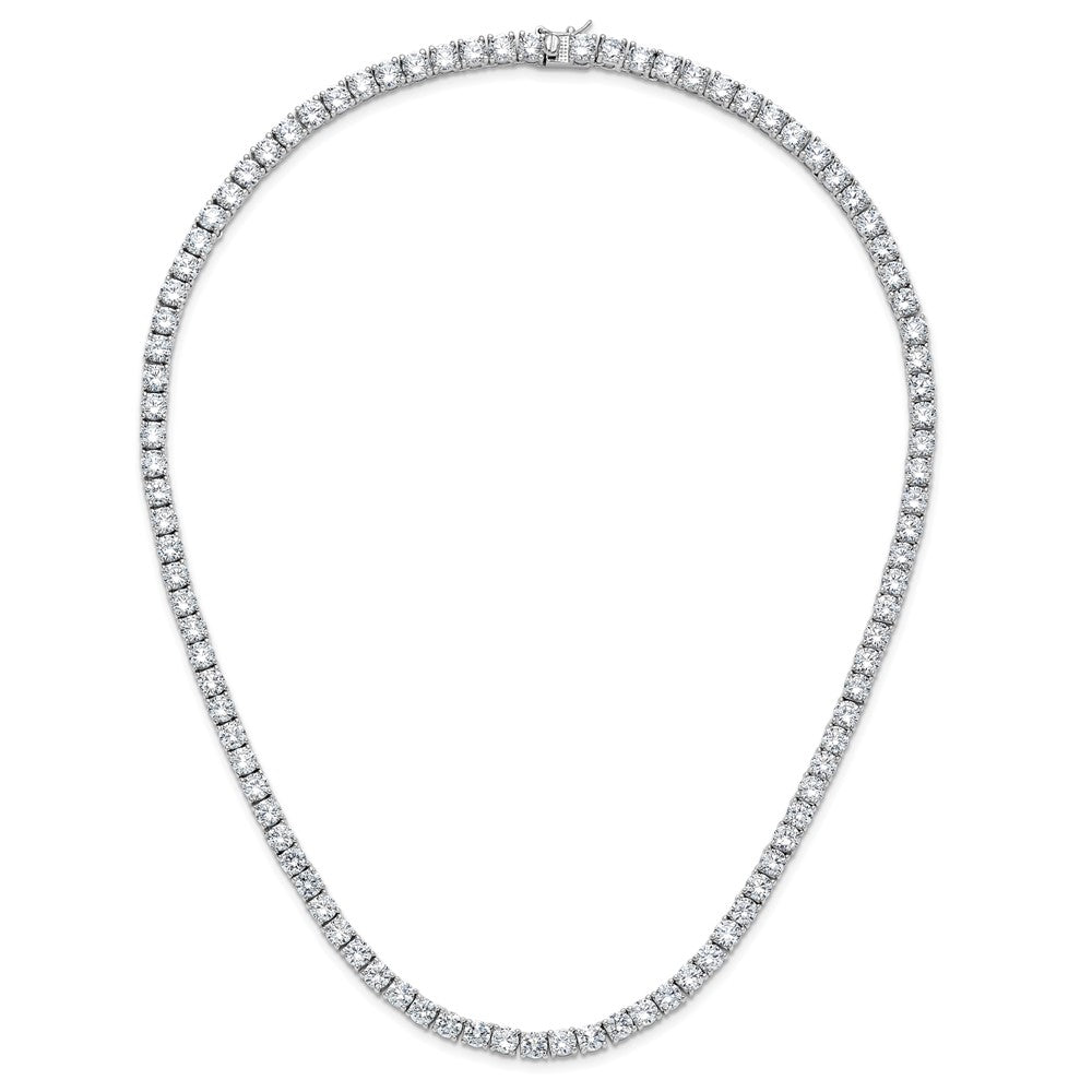 Cheryl M Sterling Silver Rhodium-plated Polished 5.00mm CZ with Safety Clasp Tennis Necklace 20 Inches