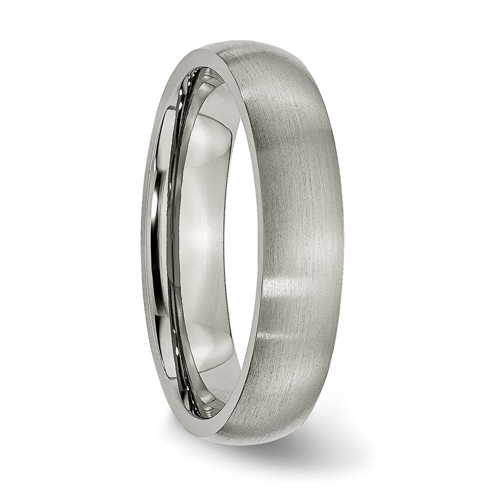 Titanium Brushed 5mm Half Round Band Size - 10.5