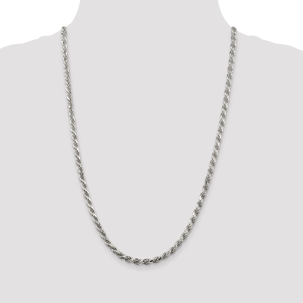Sterling Silver 4.6mm Diamond-cut Rope Chain 26 Inches