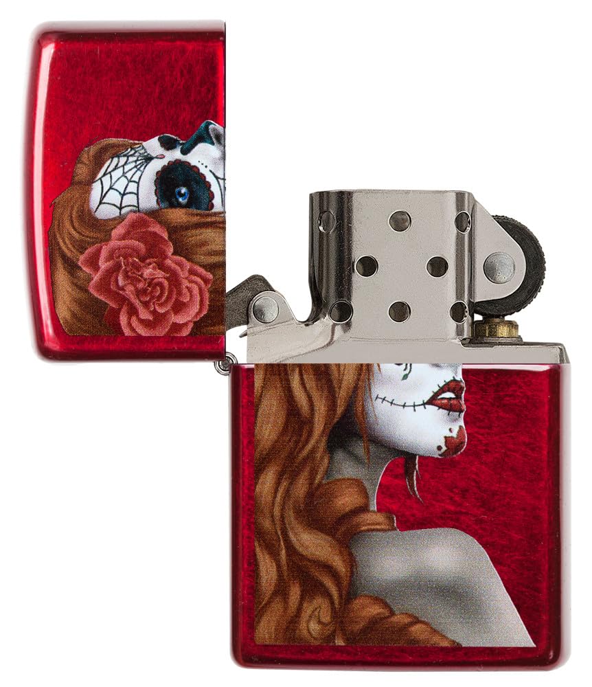 Zippo Day of The Dead Girl Candy Apple Red Pocket Lighter