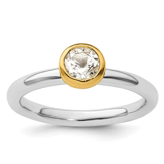 Sterling Silver Stackable Expressions w/Gold-plated White Topaz Ring Size -10