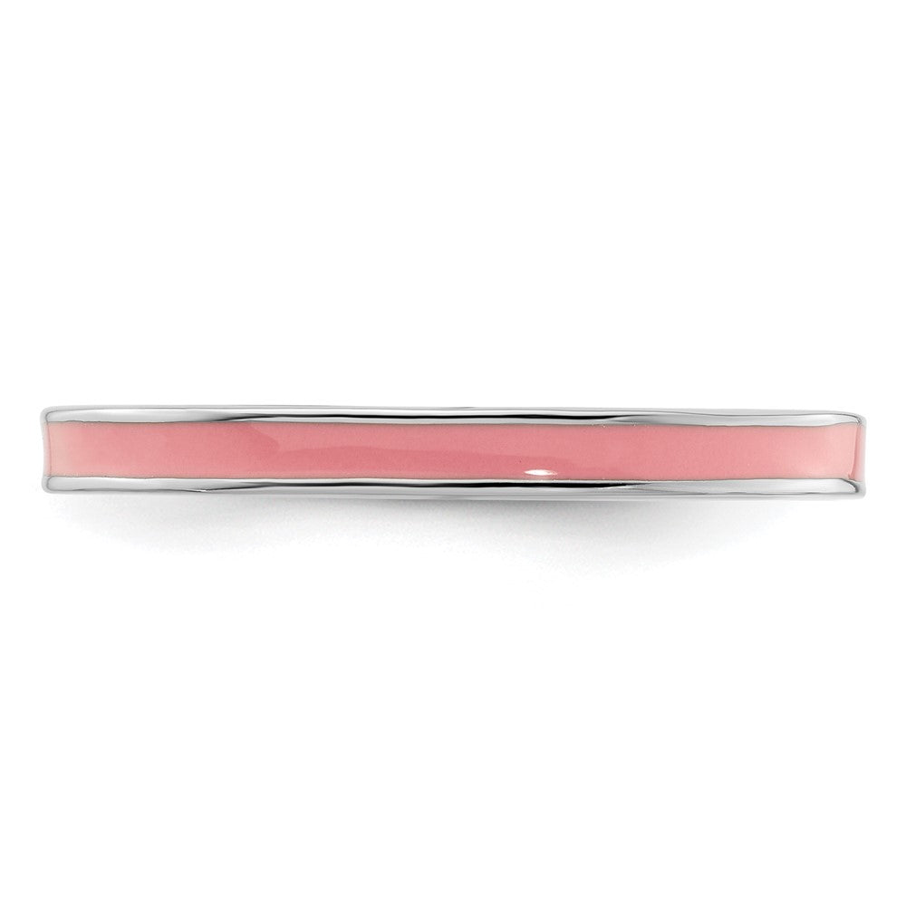 Sterling Silver Stackable Expressions Pink Enameled 2.25mm Ring Size -10