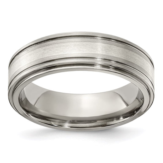 Edward Mirell Titanium Brushed&Polished w/Sterling Silver 7mm Band