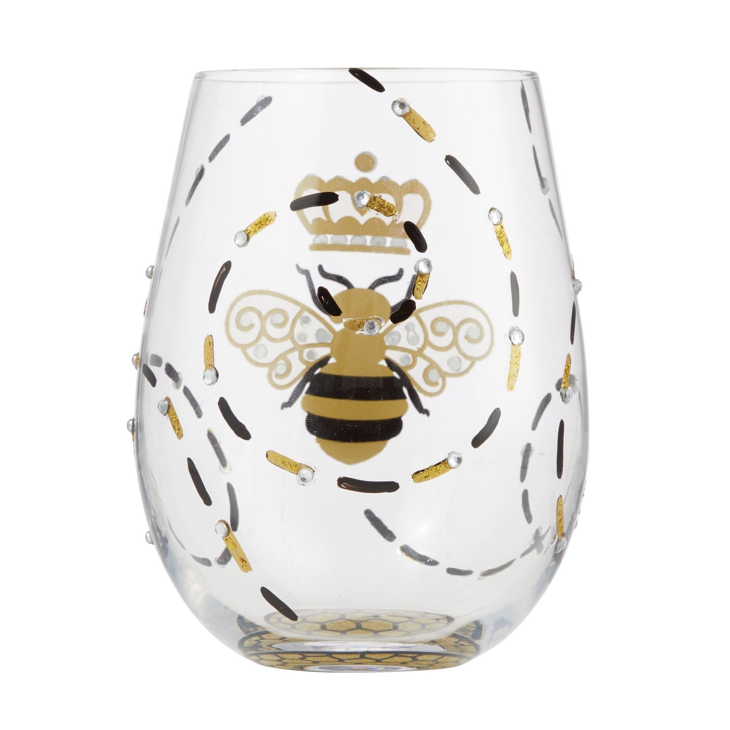 Enesco Lolita Queen Bee Stemless Glass, 4.53 Inch, Multicolor, 20 oz