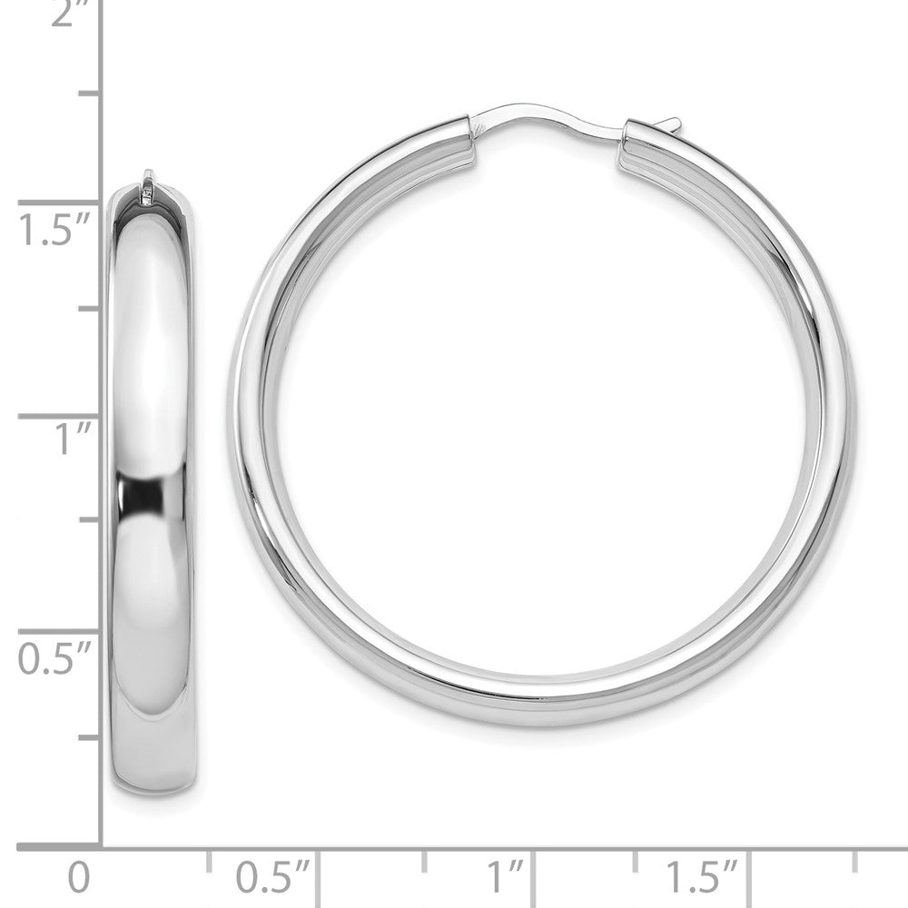 Sterling Silver Rhodium-plated 5mm Half Round Tube Earrings