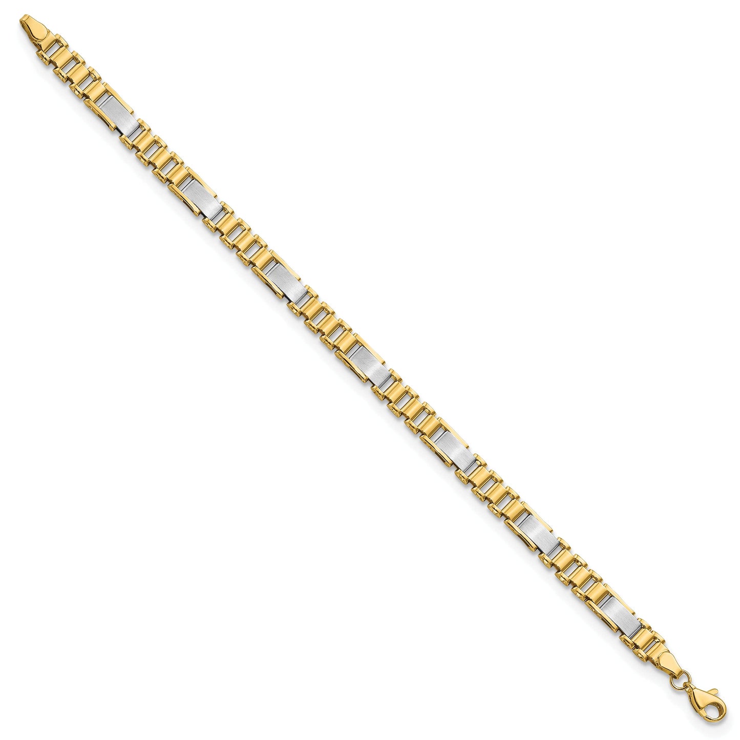 Primal Gold 14 Karat Two-tone Brushed Fancy Link 8in Bracelet