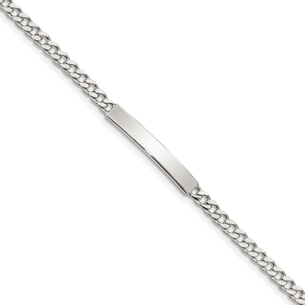 Sterling Silver Polished Engraveable Curb Link ID Bracelet 7 inches