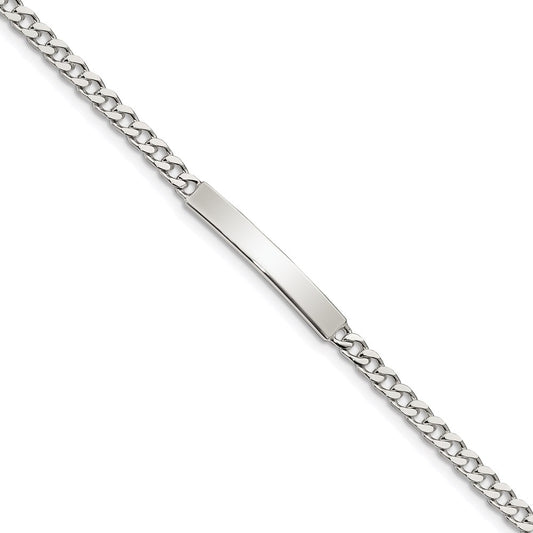 Sterling Silver Polished Engraveable Curb Link ID Bracelet 7 inches