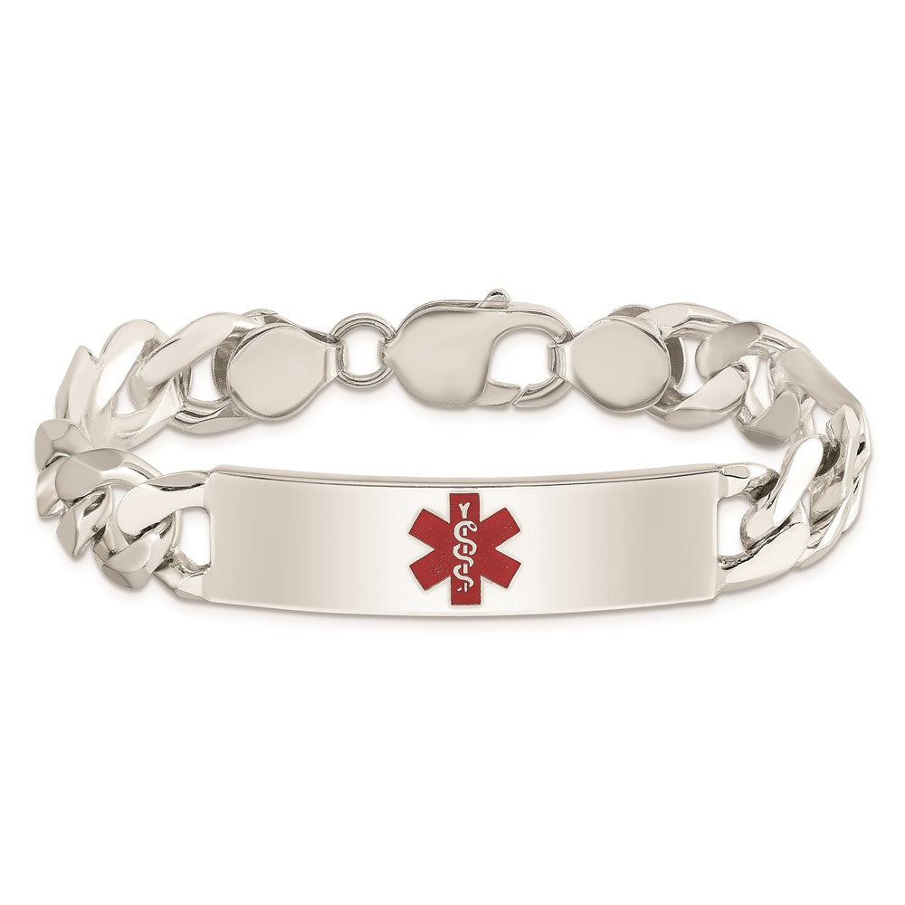 Sterling Silver Polished Medical Figaro Anchor Link ID Bracelet 8.5 inches