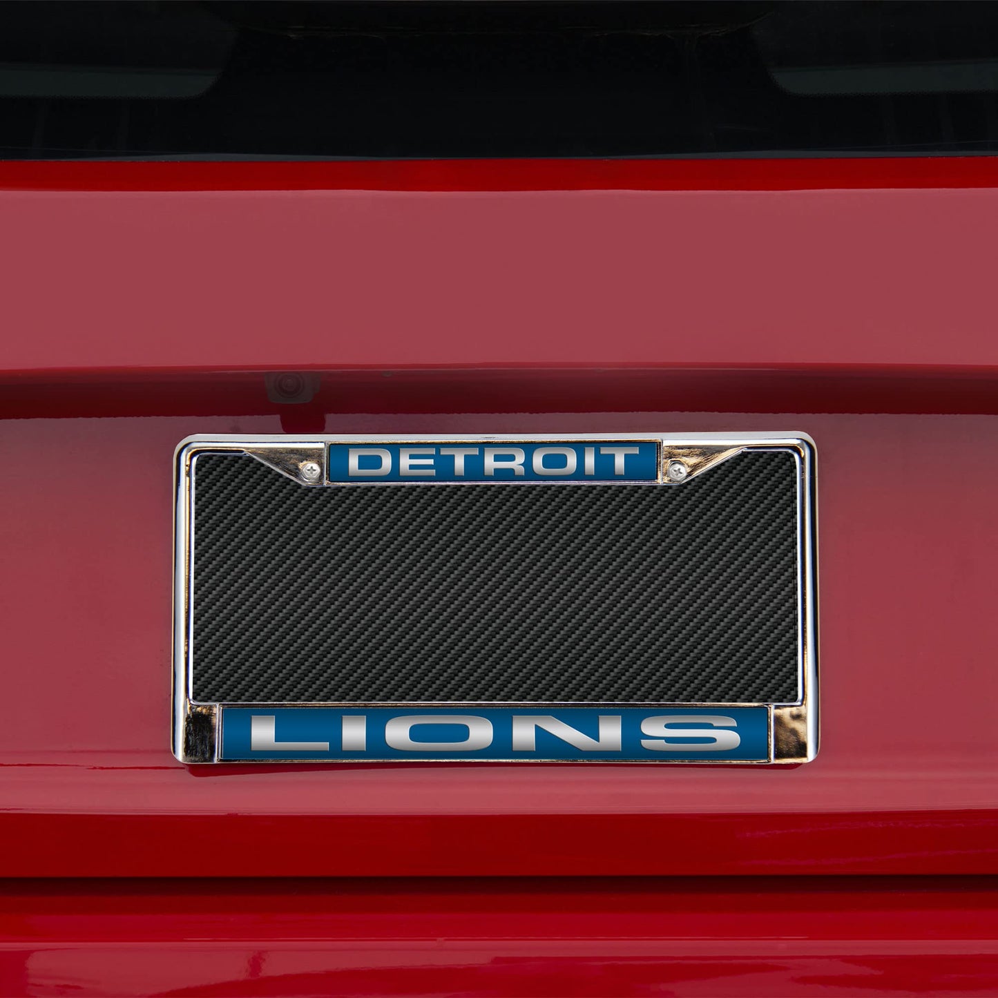 Detroit Lions License Plate Frame Laser Cut Chrome