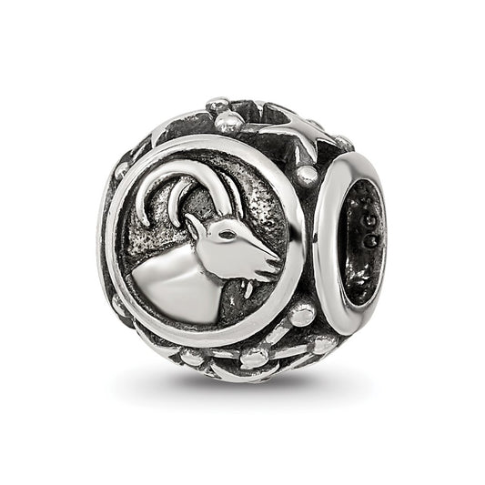 Sterling Silver Reflections Antiqued Zodiac Capricorn Bead
