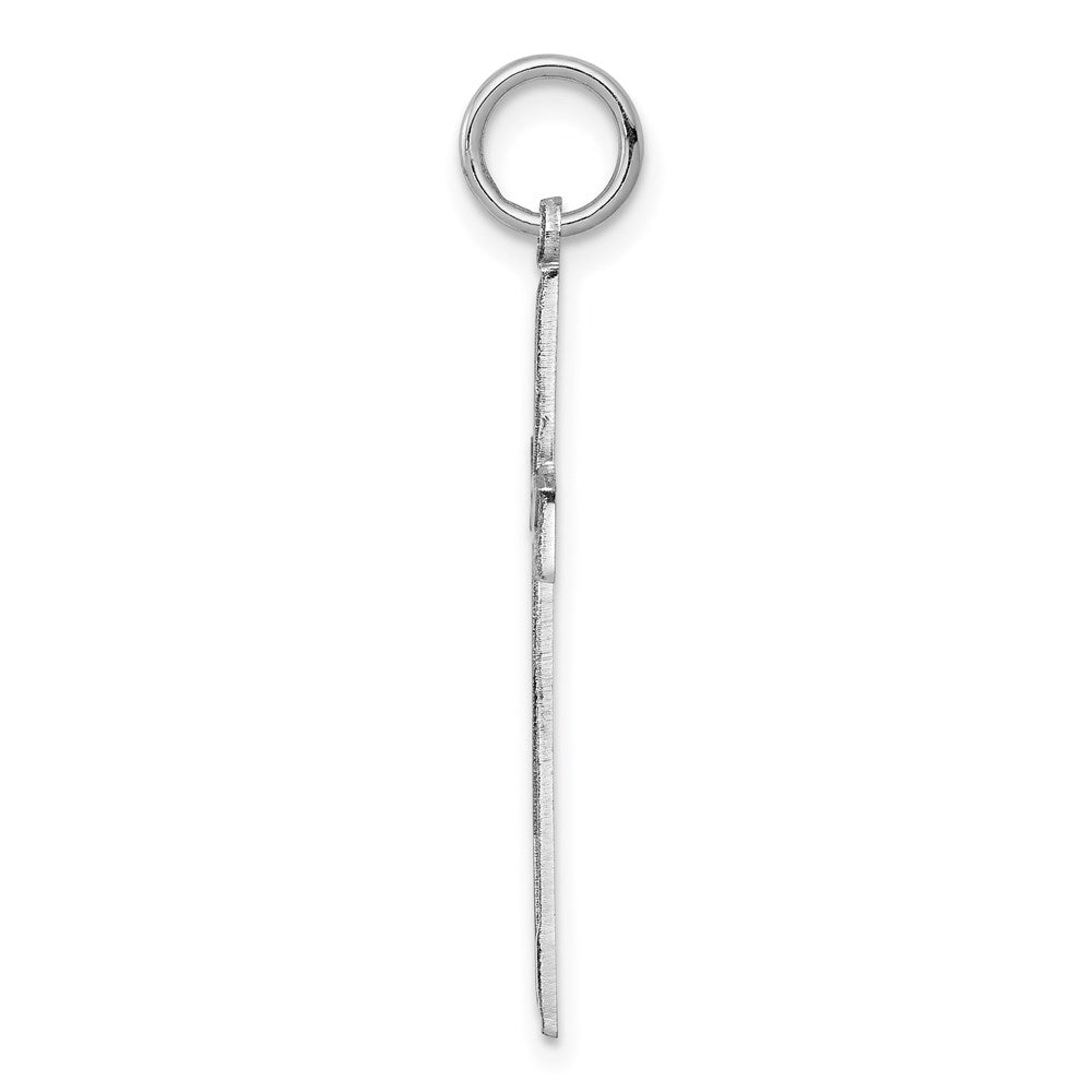 Sterling Silver Rhodium-plated Laser Designed Cross Pendant