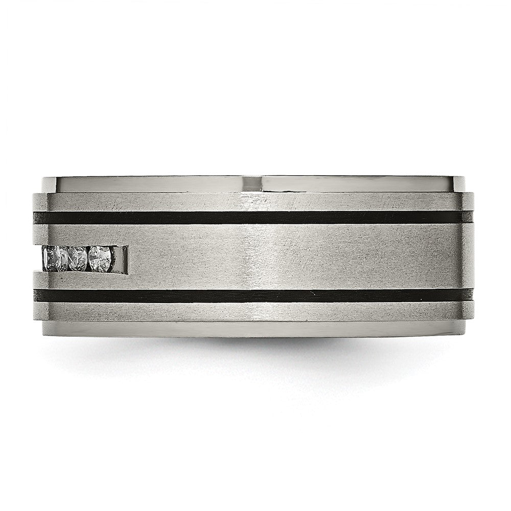 Titanium Polished/Brushed Enameled 1/4ct tw. Diamond 9mm Band Size - 12