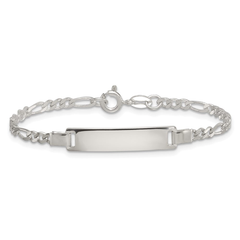 Sterling Silver Polished Figaro Link Childrens 6 Inch ID Bracelet
