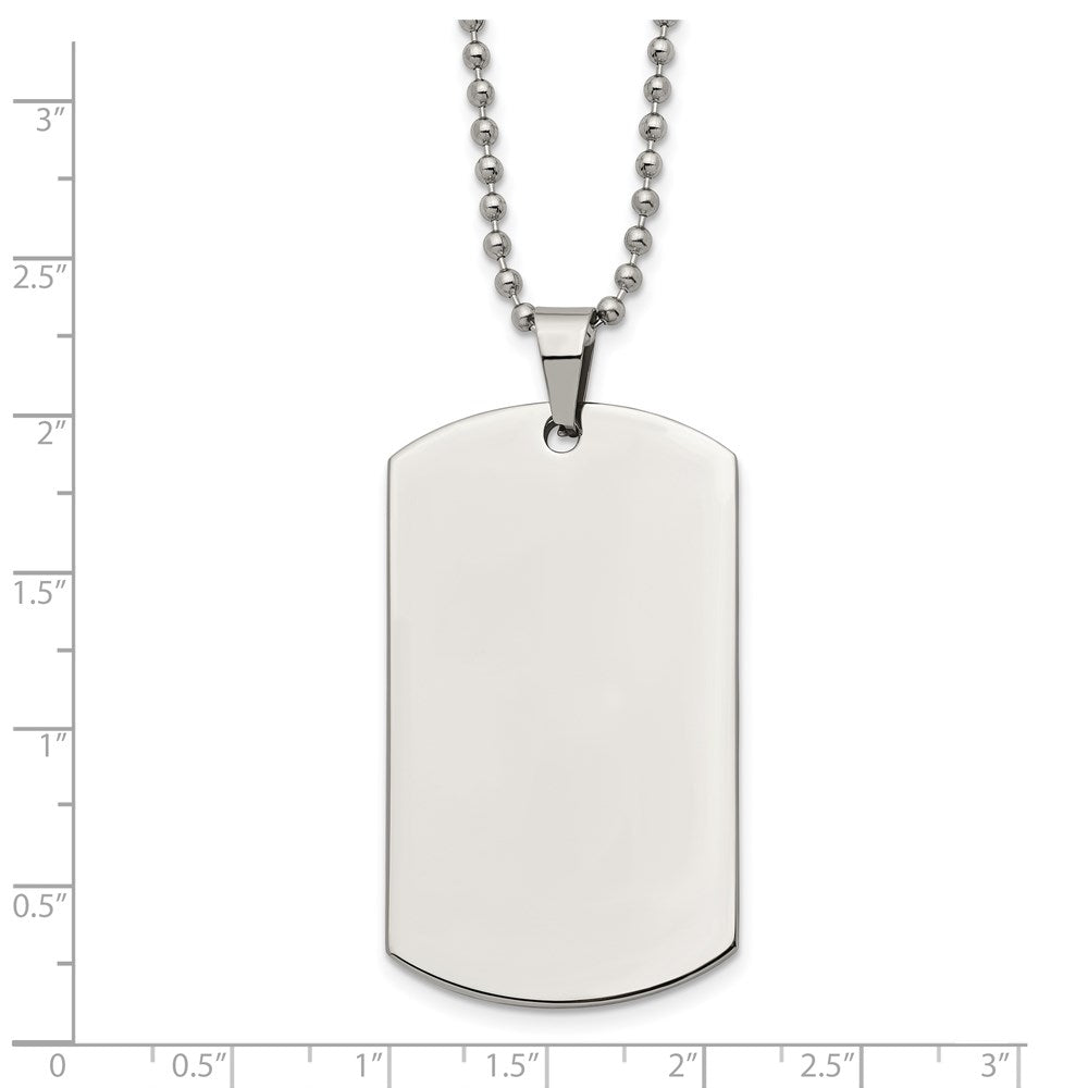 Stainless Steel Brushed & Polished Round Edge 2mm Dog Tag 24in Necklace