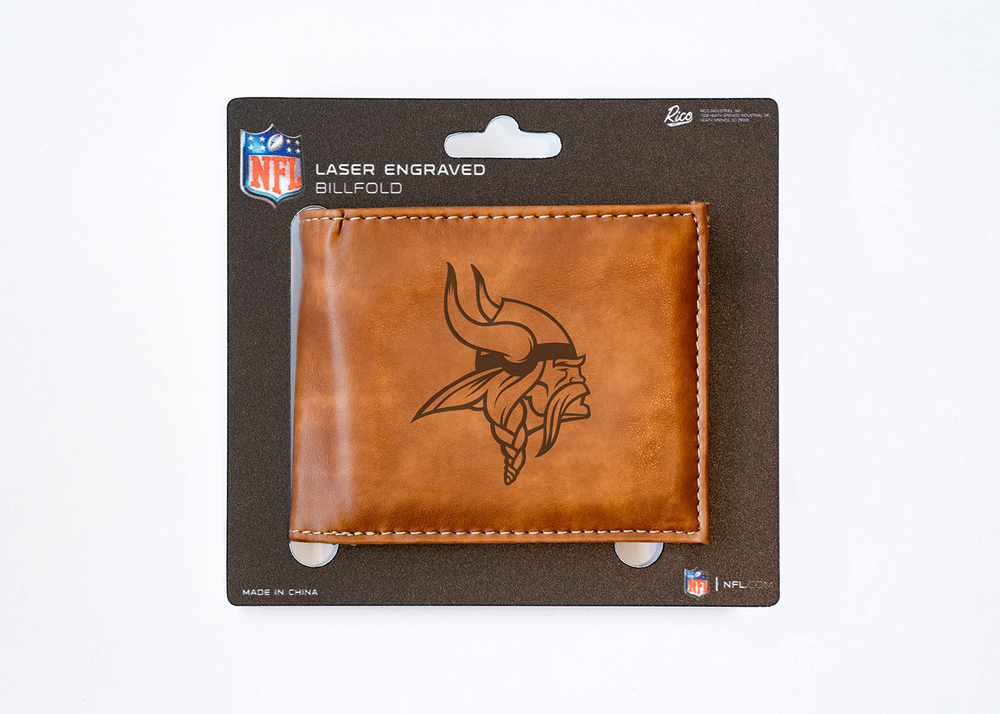 Minnesota Vikings Brown Laser Engraved Bill-fold Wallet - Slim Design - Great Gift