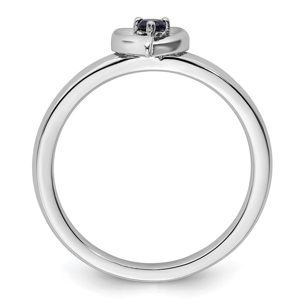 Sterling Silver Stackable Expressions Created Sapphire Heart Ring Size -6