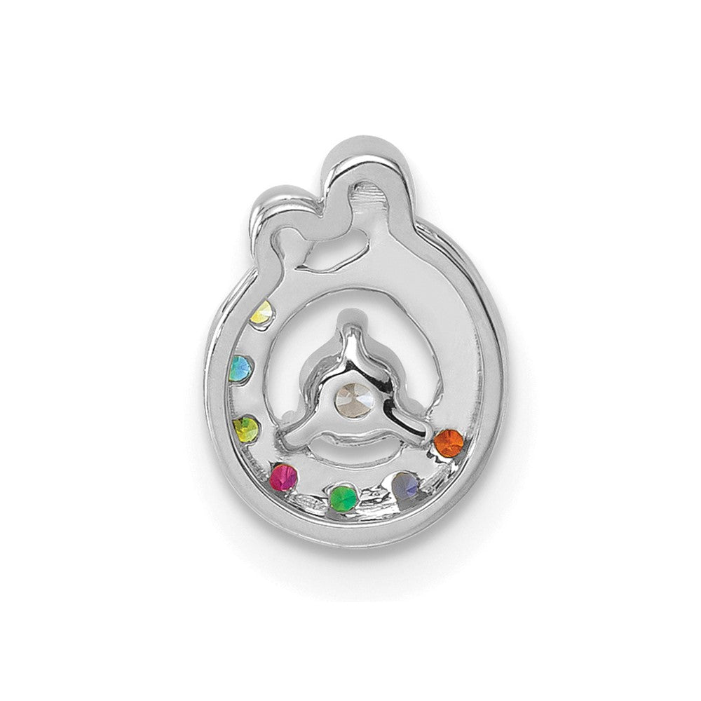 14k WG 7 Birthstone and Dia Mother/Child Chain Slide Semi-mount