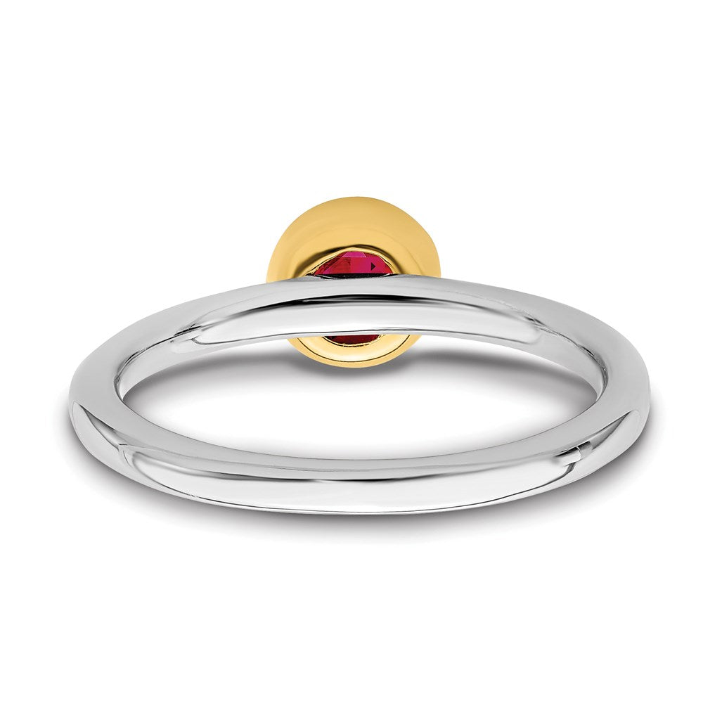 Sterling Silver Stackable Expressions w/Gold-plate Cr. Ruby Ring Size -7