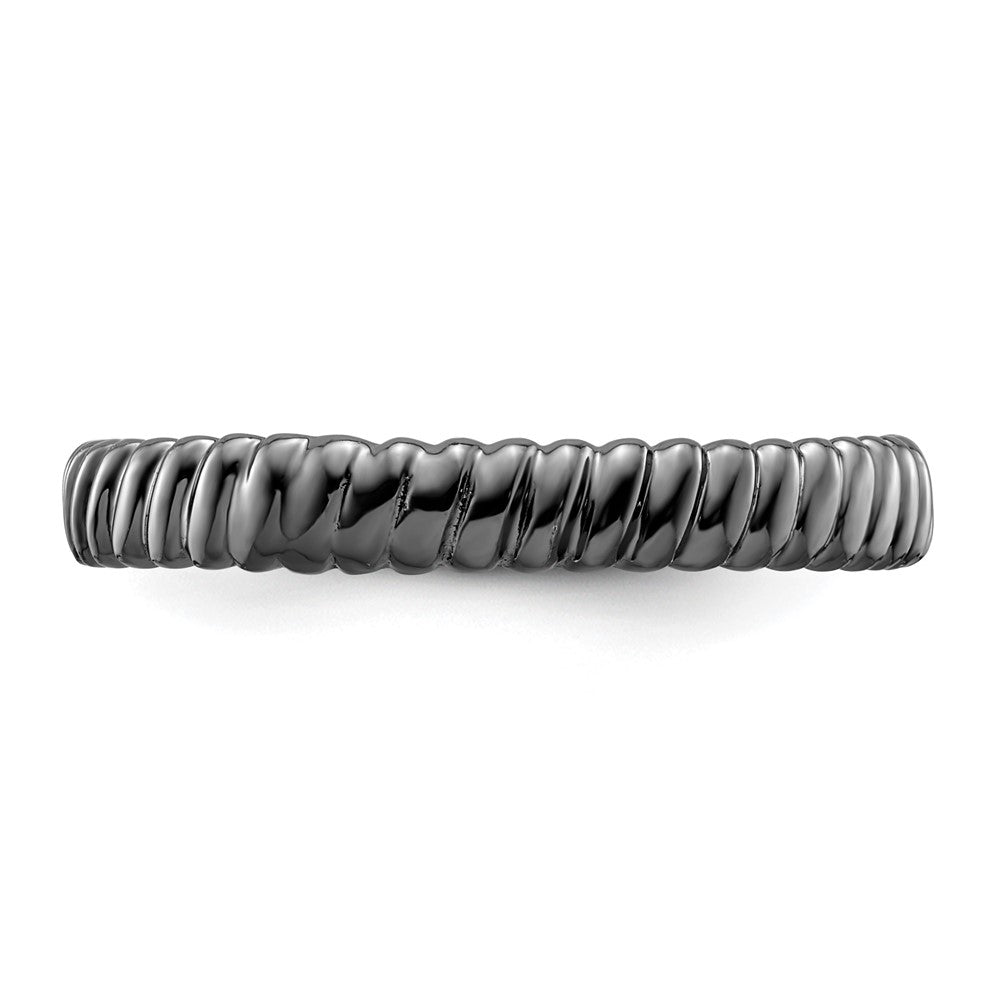 Sterling Silver Stackable Expressions Black-plated Ring Size -8