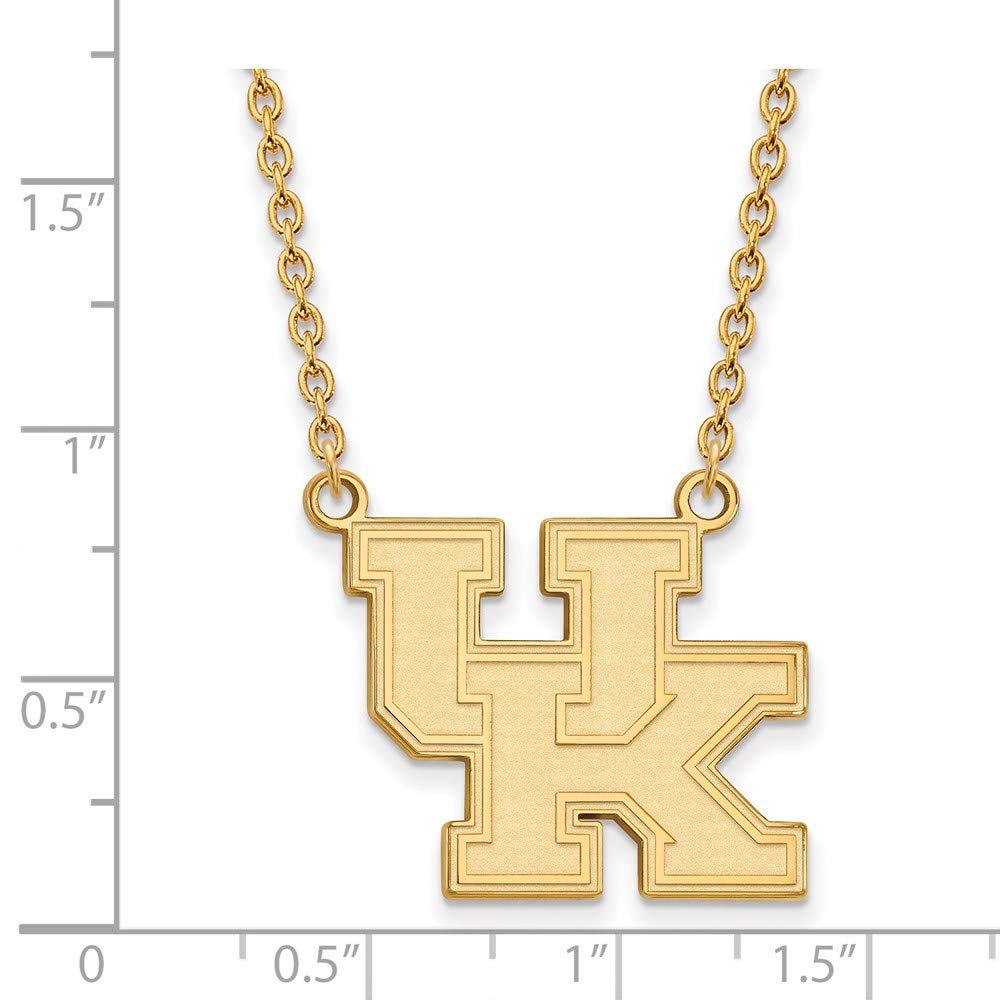 Sterling Silver Gold-plated LogoArt University of Kentucky U-K Large Pendant 18 inch Necklace Q-GP016UK-18
