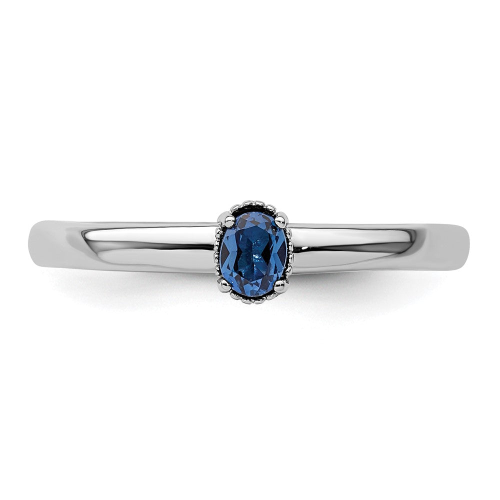 Sterling Silver Stackable Expressions Created Sapphire Single Stone Ring Size -9