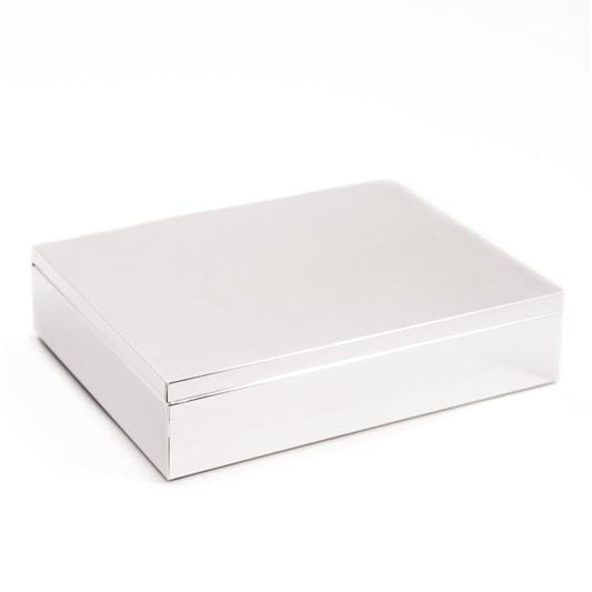 Bey-Berk International D523 6 x 7.75 in. Silver Plated Rectangular Hinged Box with Black Velvet Lining