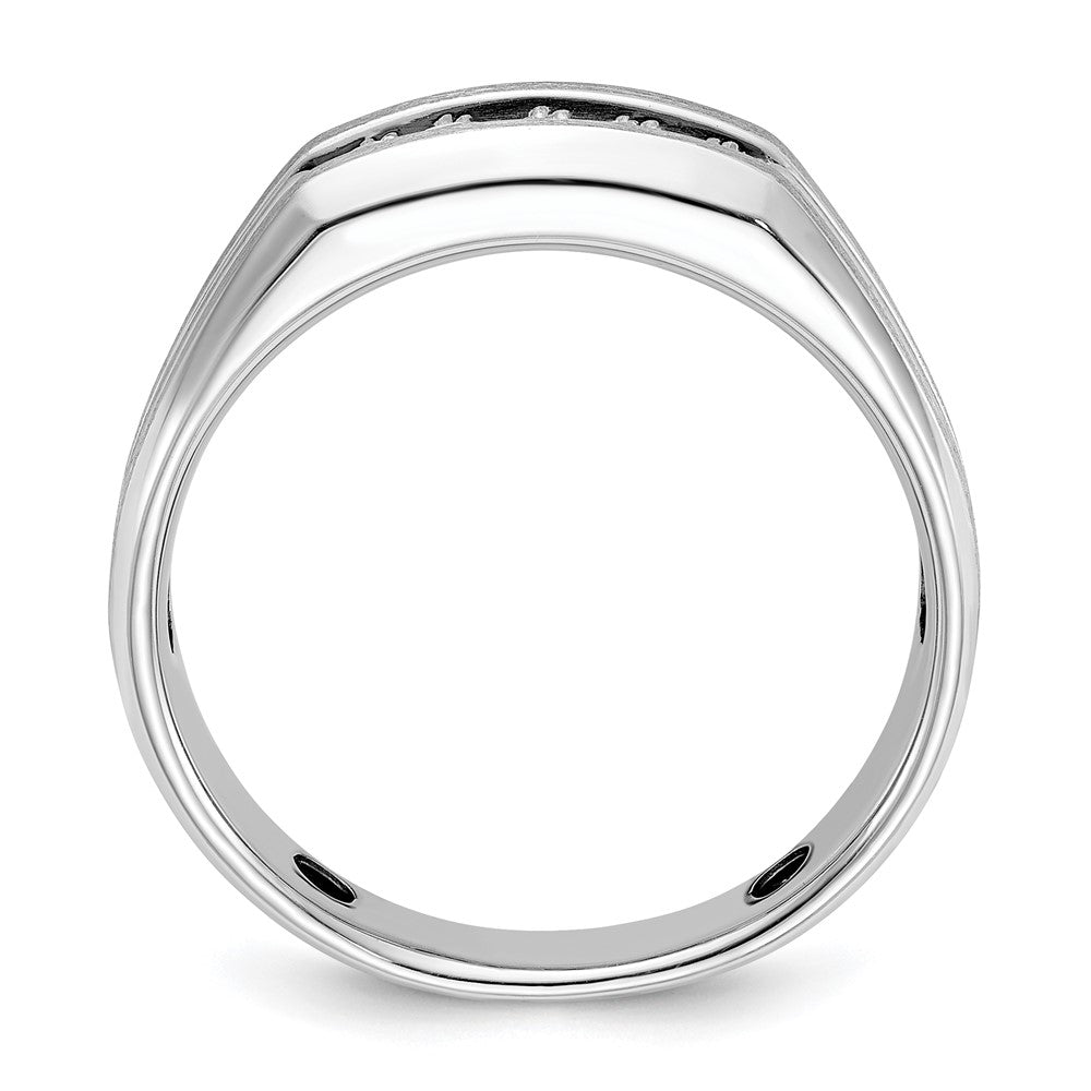 IBGoodman 14k White Gold 1/4 carat Lab Grown Diamond VS/SI+ G+ Complete Polished Satin and Grooved Five Stone Men's Ring