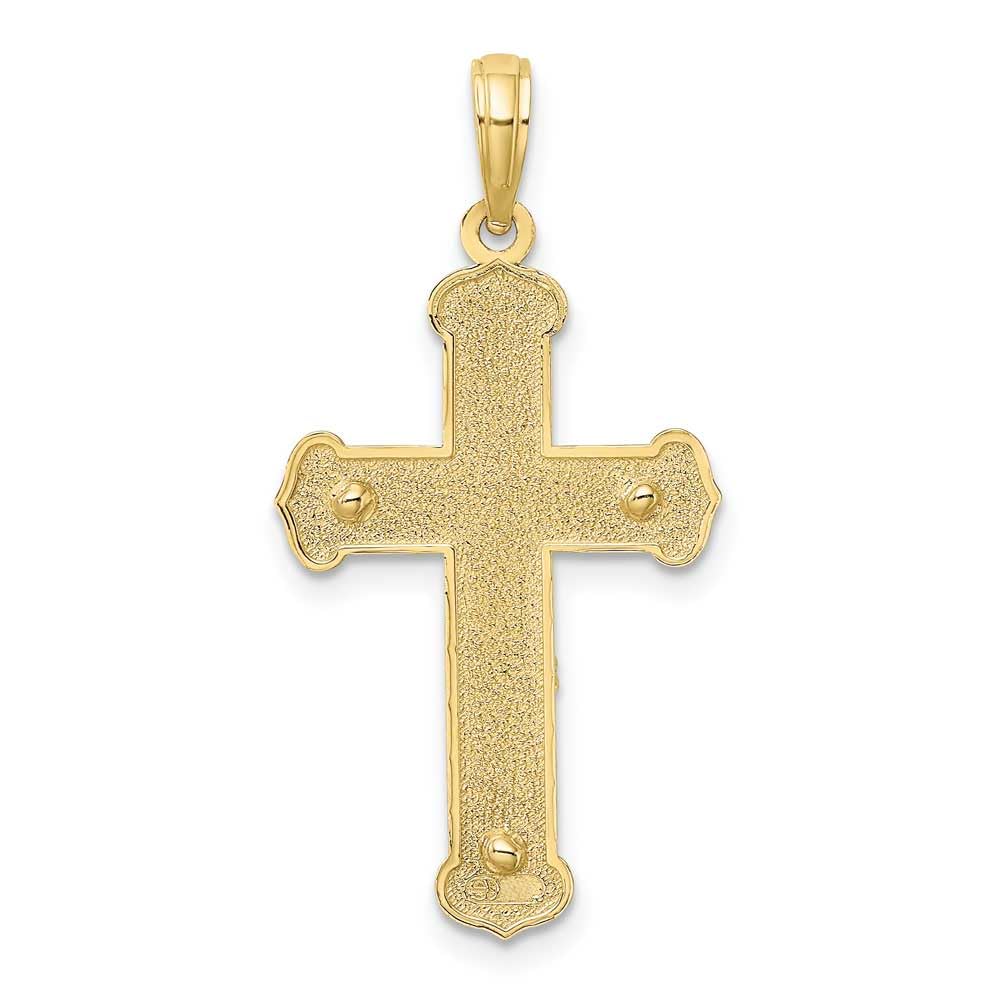 10K w/ Rhodium D/C Filigree Cross Pendant