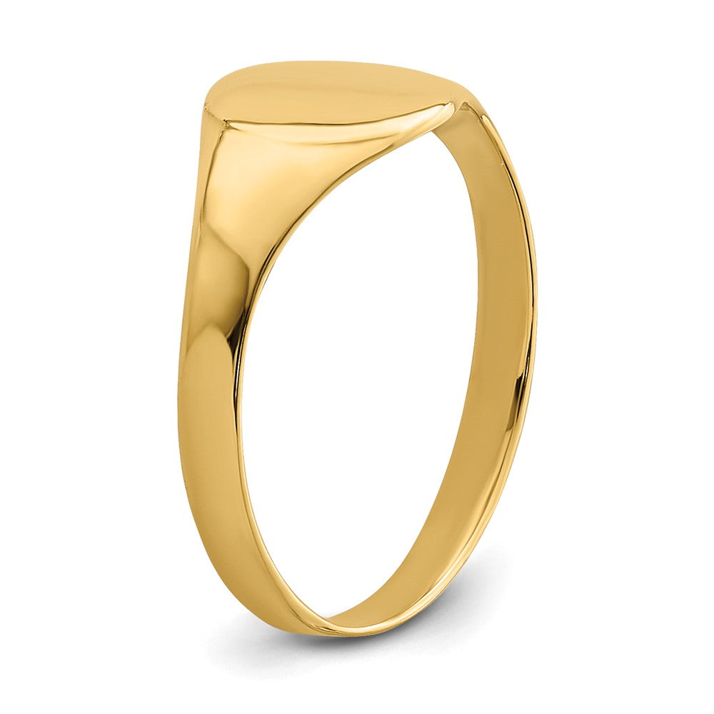 14k High Polished Oval Closed Back Baby Signet Ring Size 1