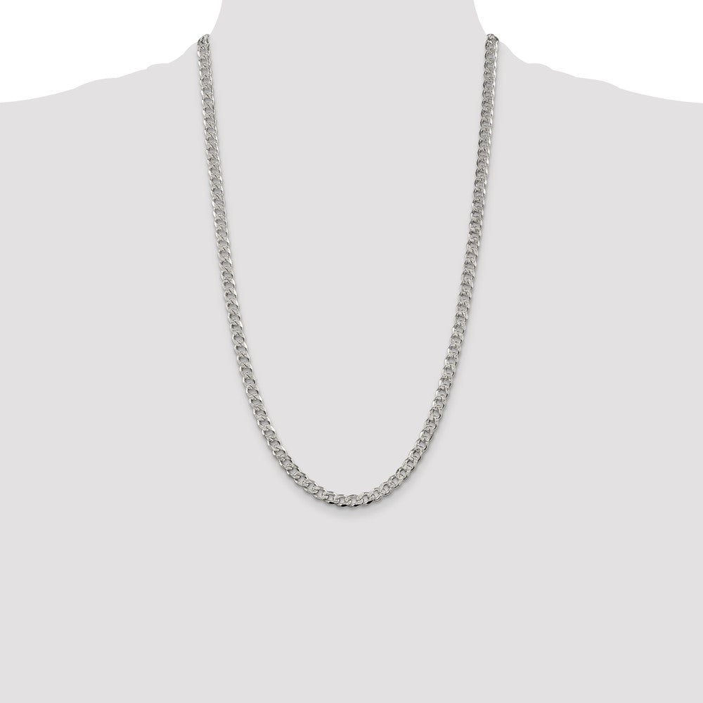 Sterling Silver 5.5mm Pav‚ Curb Chain 26 Inches