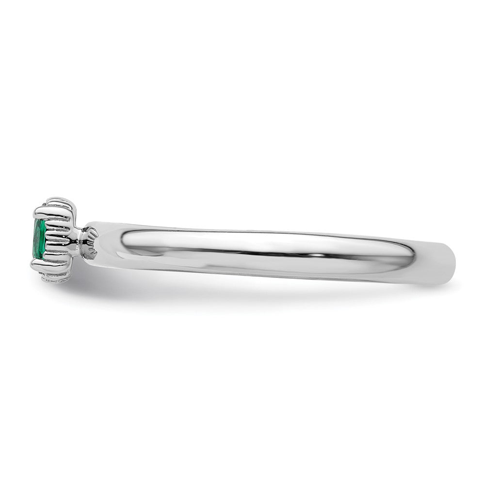 Sterling Silver Stackable Expressions Created Emerald Single Stone Ring Size -5
