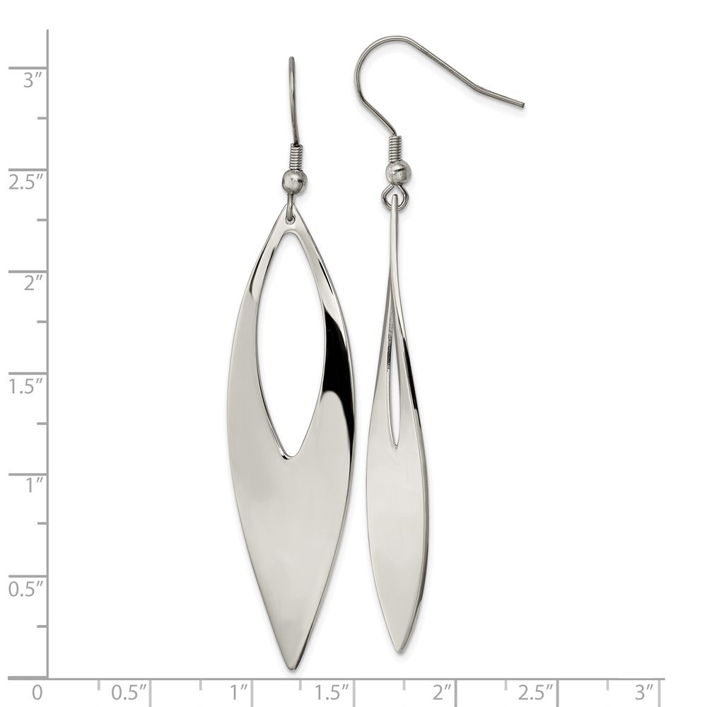 Stainless Steel Polished Dangle Shepherd Hook Earrings
