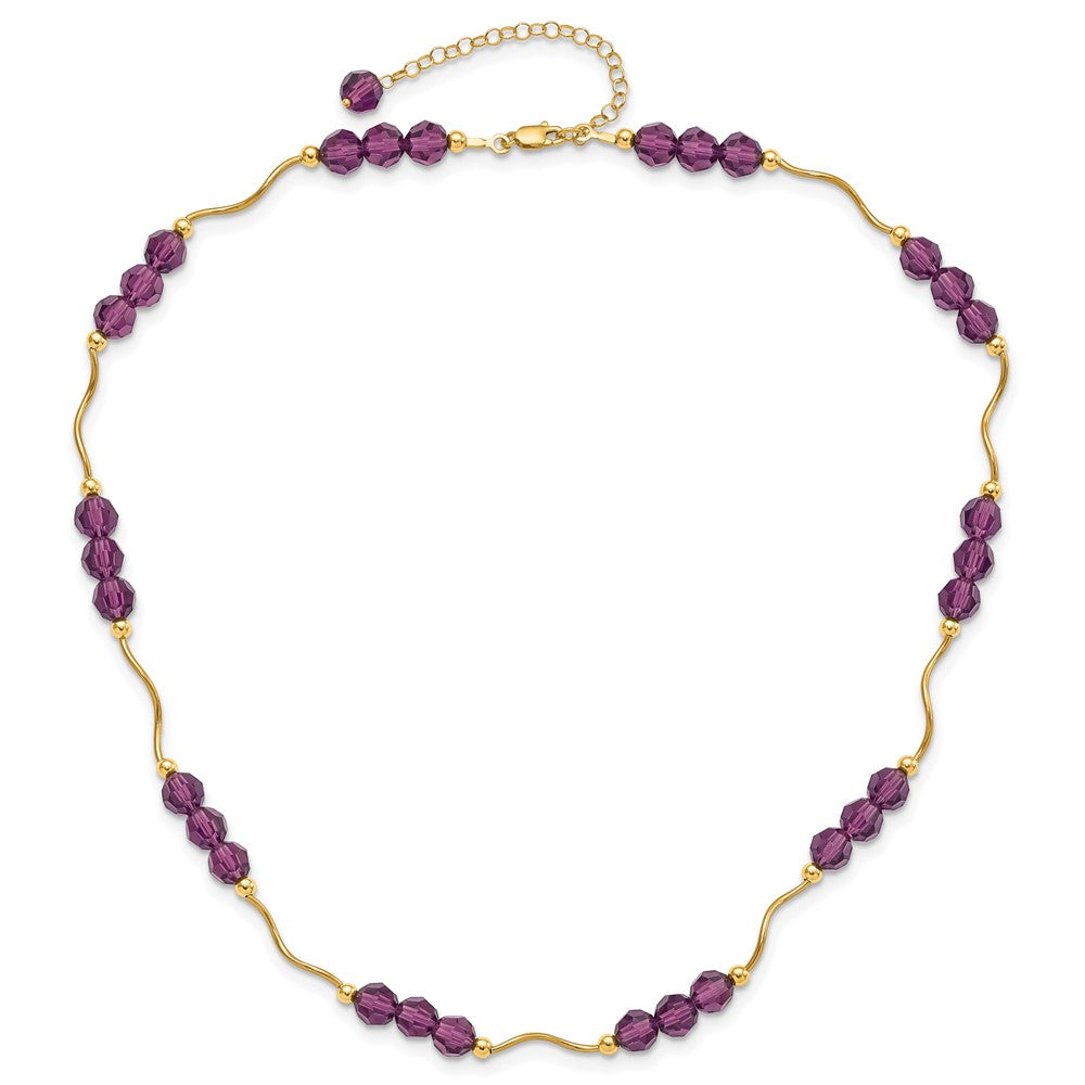 14k Purple Crystal Bead w/2 in Extension Necklace