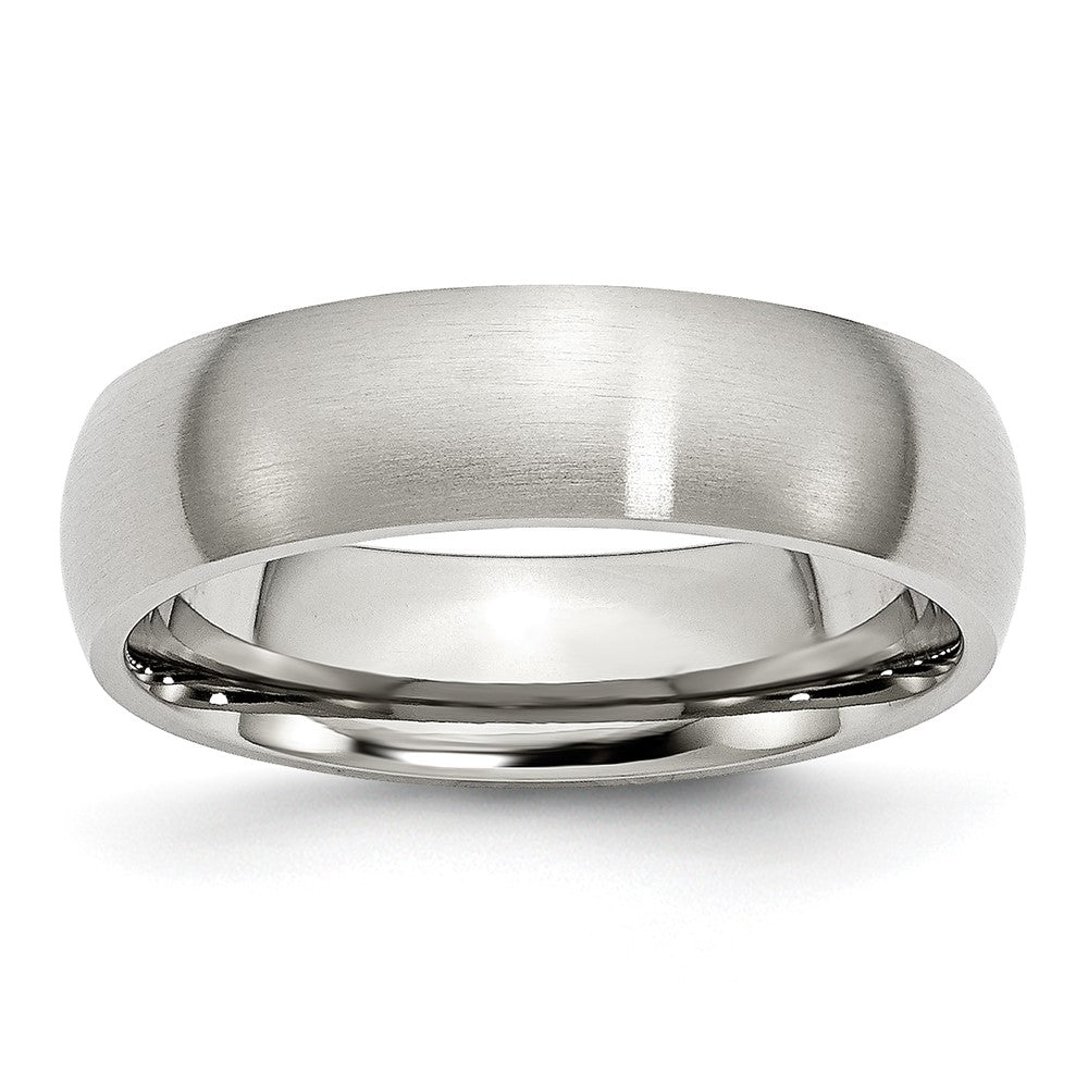 Stainless Steel Brushed 6mm Half Round Band Size - 7