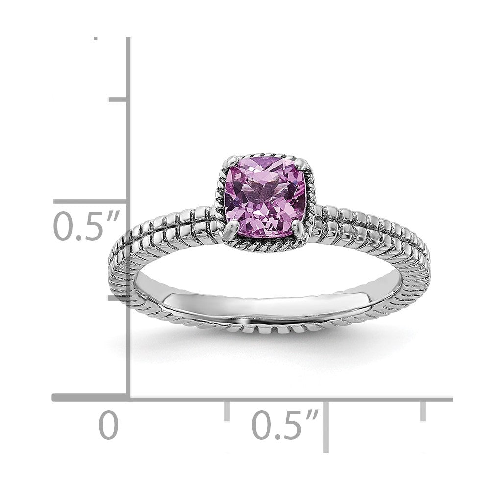 Sterling Silver Stackable Expressions Created Pink Sapphire Ring