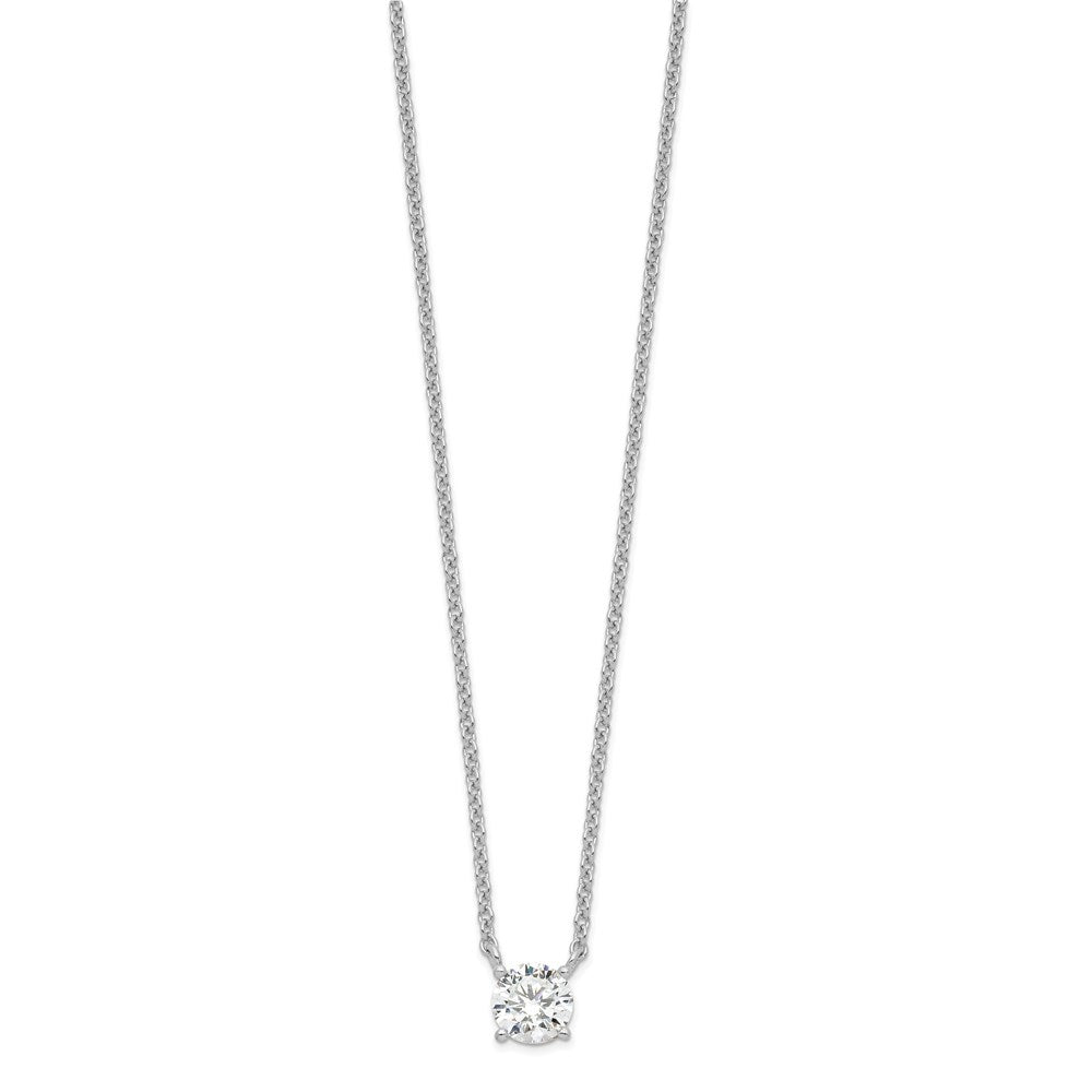 Sterling Silver Rhodium-plated CZ w/1in ext. Necklace 16.5 Inches