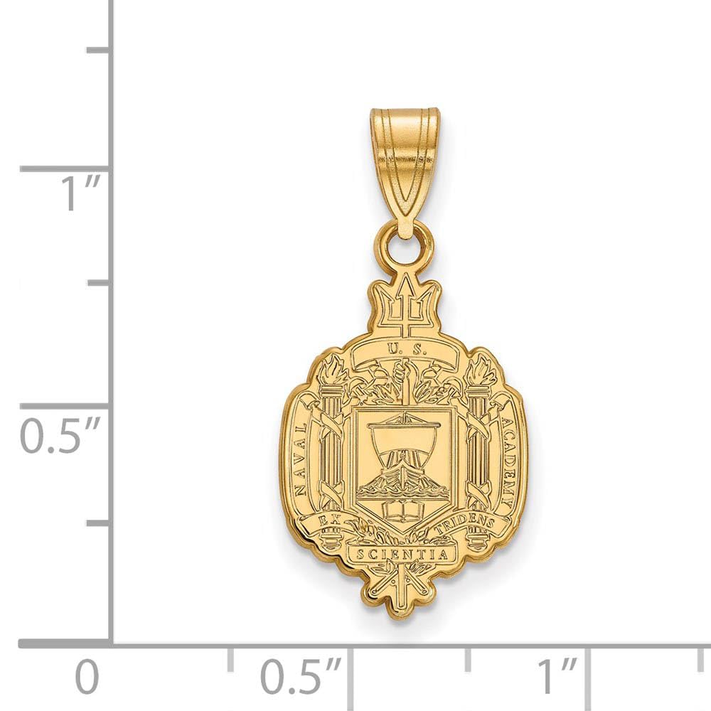 Logoart Sterling Silver Gp Navy Large Crest Pendant Necklace