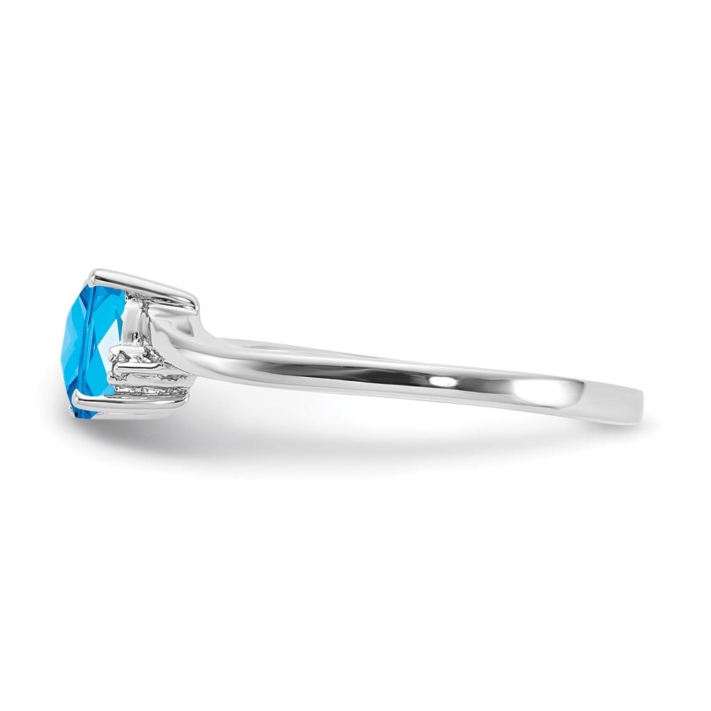 Sterling Silver ANC Blue Topaz & Diamond Ring