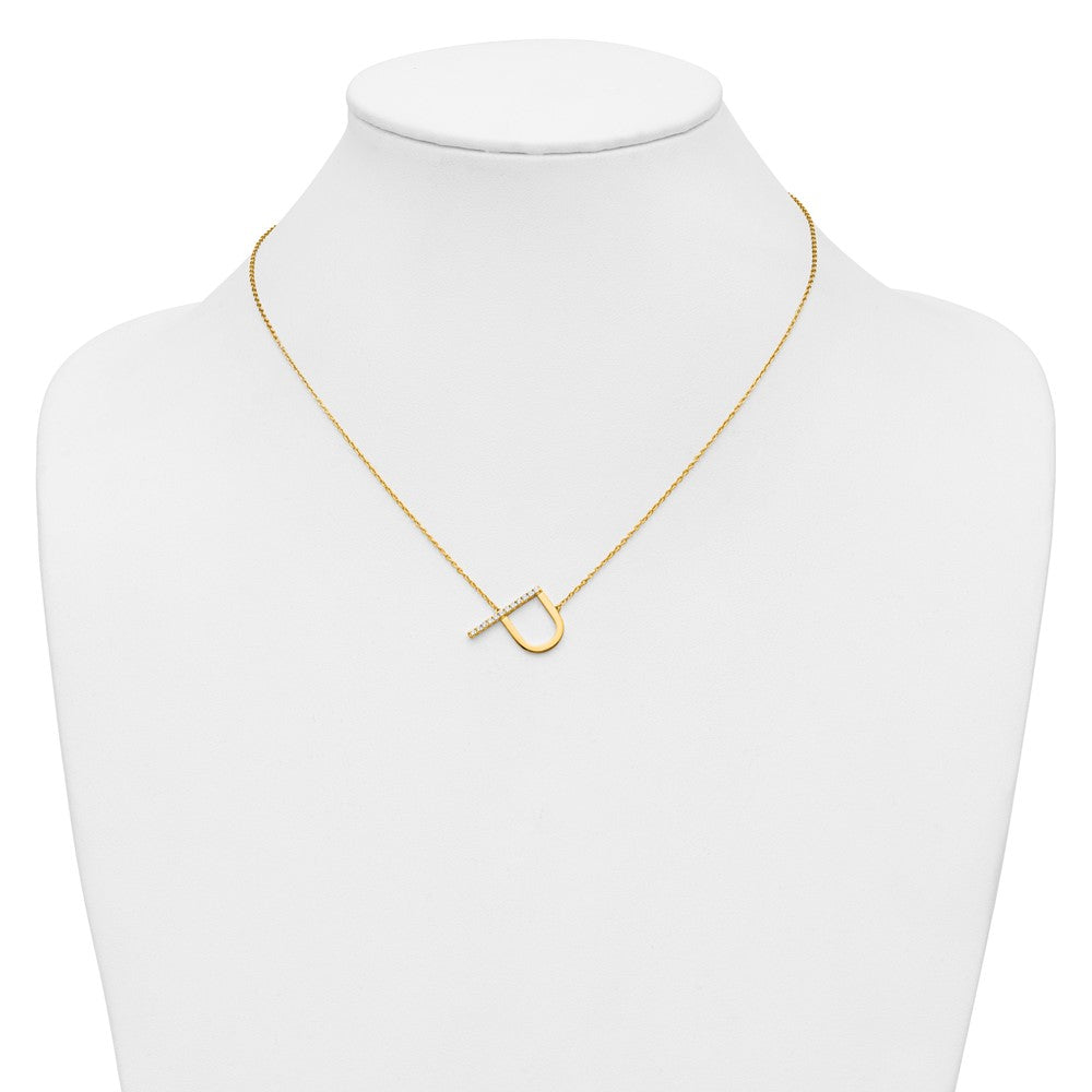 14K Sideways Diamond Initial P Necklace