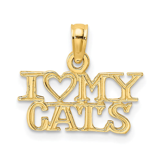 14k I HEART MY CATS Charm