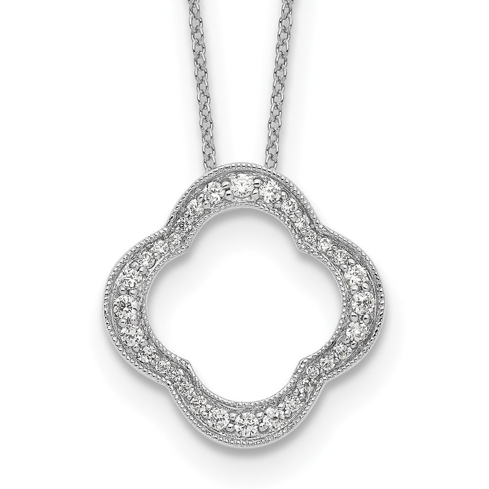 True Origin 14k White Gold 3/8 carat Lab Grown Diamond VS DEF 18 inch Quatrefoil Floral Necklace
