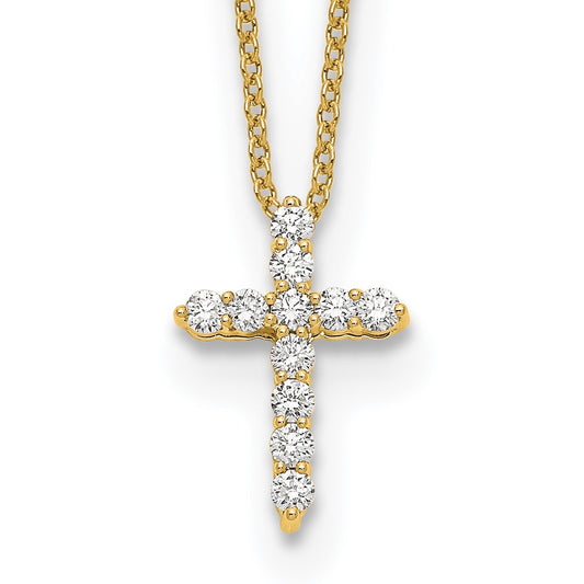 True Origin 14k 1/4 carat Lab Grown Diamond VS DEF 18 inch Cross Pendant Necklace