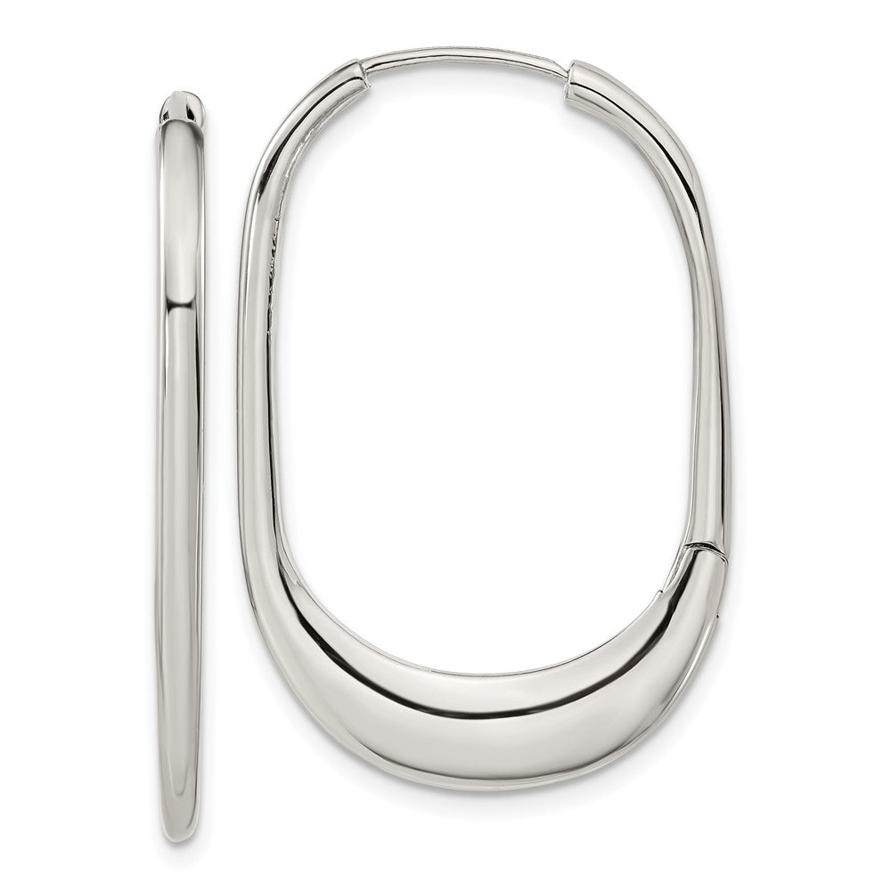 Stainless Steel Polished Hinged Hoop Earrings