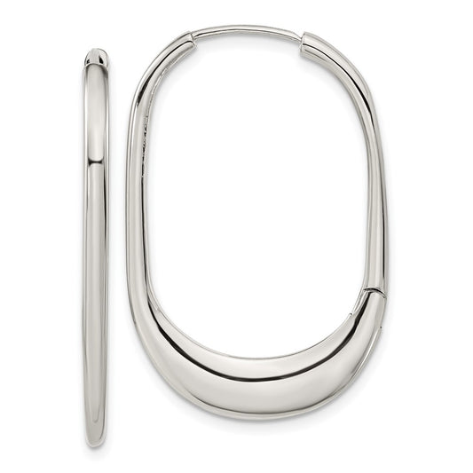 Stainless Steel Polished Hinged Hoop Earrings