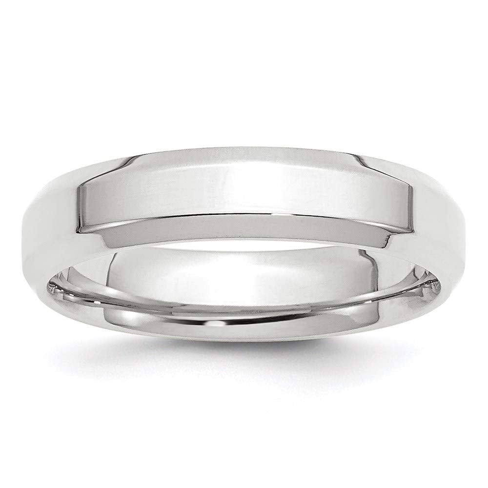 Primal Gold 10 Karat White Gold 5mm Bevel Edge Comfort Fit Band Size 9.5