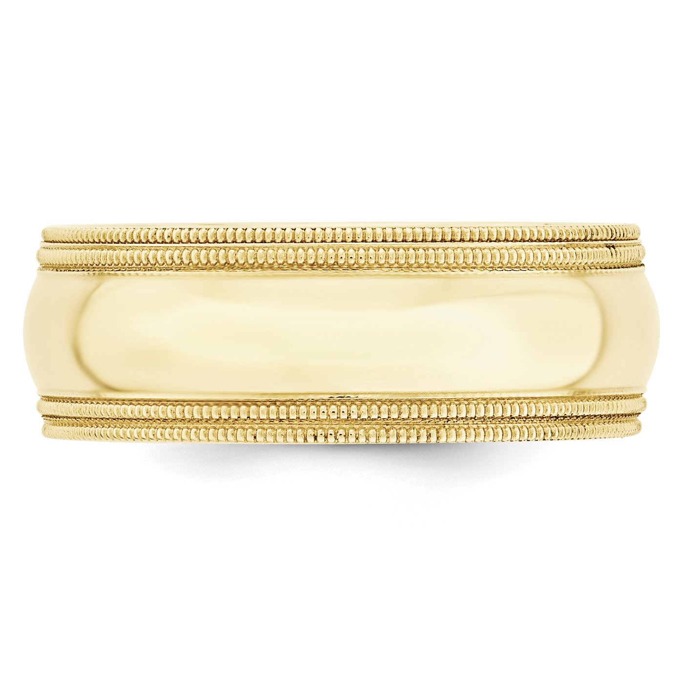 10k Yellow Gold 8mm Double Milgrain Comfort Fit Wedding Band Size 9
