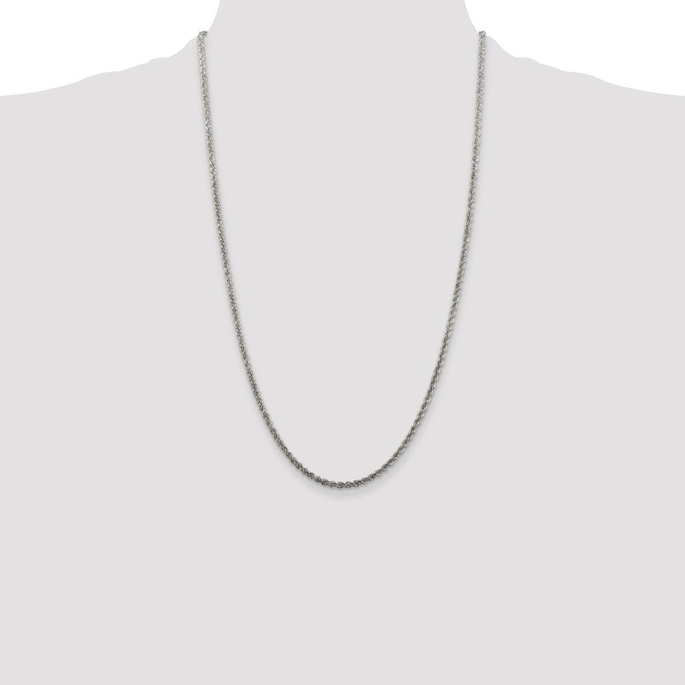 Sterling Silver 2.5mm Solid Rope Chain 26 Inches